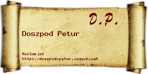 Doszpod Petur névjegykártya